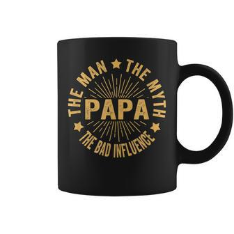 Papa The Man The Myth The Bad Influence Daddy Grandpa Coffee Mug | Mazezy