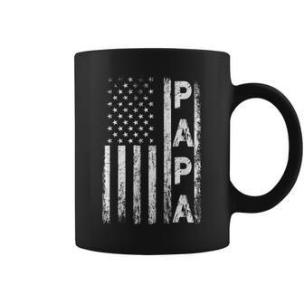 Papa Vintage American Flag Fathers Day 4Th Of July Grandpa Gift For Mens Coffee Mug | Mazezy