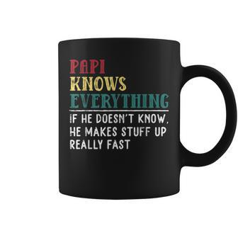 Papi Knows Everything Fathers Day Gift For Funny Grandpa Coffee Mug | Mazezy
