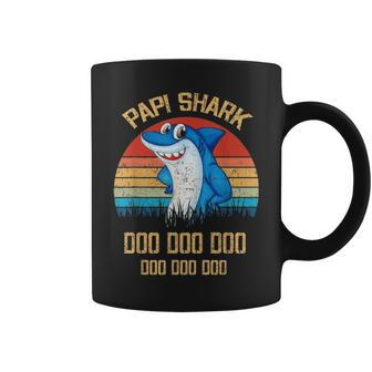 Papi Shark Fathers Day Gift From Wife Son Daughter Coffee Mug - Seseable