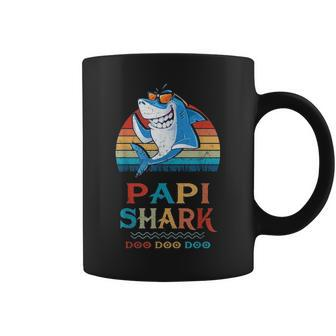 Papi Shark Fathers Day Gift From Wife Son Daughter V2 Coffee Mug - Seseable