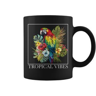 Parrot Tropical Bird Vacation Beach Vintage Flower Hawaiian Coffee Mug | Mazezy