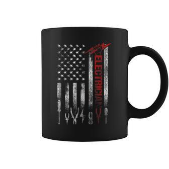 Patriotic Electrician American Flag Fathers Day Gift Coffee Mug | Mazezy