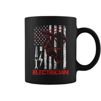 Patriotic Electrician American Flag Fathers Day Gift V4 Coffee Mug - Seseable