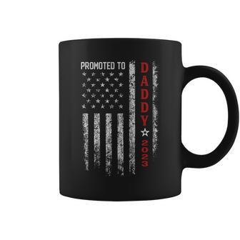 Patriotic Mens Promoted To Daddy Est 2023 First Time Dad Coffee Mug - Seseable