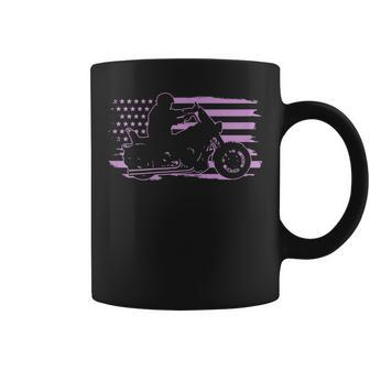 Patriotic Motorcycle Vintage American Us Flag Biker Girl Gift For Womens Coffee Mug | Mazezy