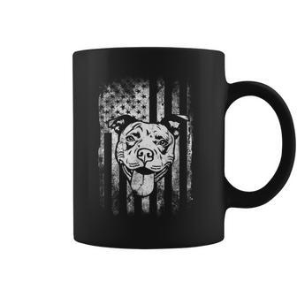 Patriotic Pitbull American Flag Dog Lover Coffee Mug | Mazezy