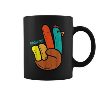 Peace Hand Turkey Grateful Thanksgiving Hippi Men Women Kids Coffee Mug - Thegiftio UK