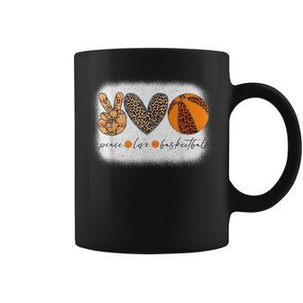 Peace Love Basketball Leopard Retro Mom Coffee Mug | Mazezy