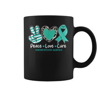 Peace Love Cure Addiction Recovery Awareness Support Coffee Mug | Mazezy