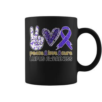 Peace Love Cure Lupus Awareness Purple Ribbon Lupus Support Coffee Mug | Mazezy