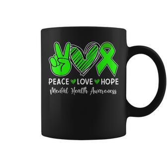 Peace Love Hope - Mental Health Awareness Month Green Ribbon Coffee Mug - Thegiftio UK