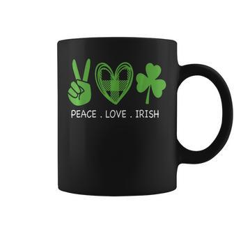 Peace Love Irish Happy St Patricks Day Shamrock Coffee Mug - Seseable