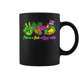 Peace Love King Cake Funny Mardi Gras Festival Party Costume V15 Coffee Mug - Seseable