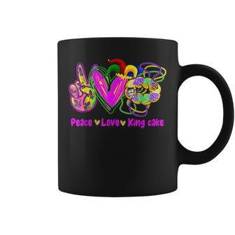 Peace Love King Cake Funny Mardi Gras Festival Party Costume V9 Coffee Mug - Seseable