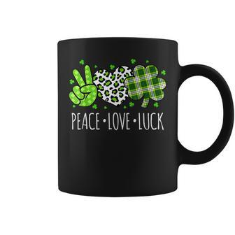 Peace Love Luck Lucky Heart Shamrock Leopard St Patricks Day Coffee Mug - Seseable
