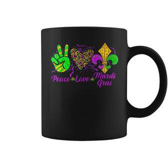 Peace Love Mardi Gras Leopard Heart Mardi Gras Festival Coffee Mug - Seseable