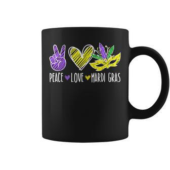 Peace Love Mardi Gras New Orleans Louisiana Parade Coffee Mug - Seseable