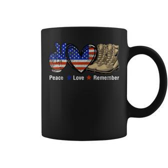 Peace Love Remember Combat Boots Usa Flag Veteran Day Coffee Mug - Seseable