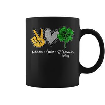 Peace Love St Patricks Day Shamrocks Coffee Mug - Seseable