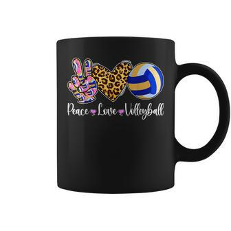 Peace Love Volleyball Leopard Volleyball Player Mothers Day Coffee Mug | Mazezy