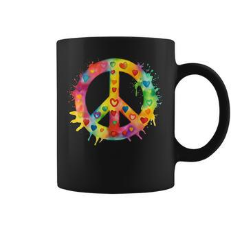 Peace Sign World Love Flowers Hippie Groovy Vibes Colorful Coffee Mug - Thegiftio UK