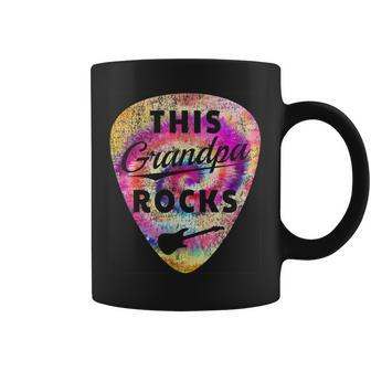 Personalized This Grandpa Rocks Fun Tie Dye Guitar Pick Gift For Mens Coffee Mug | Mazezy