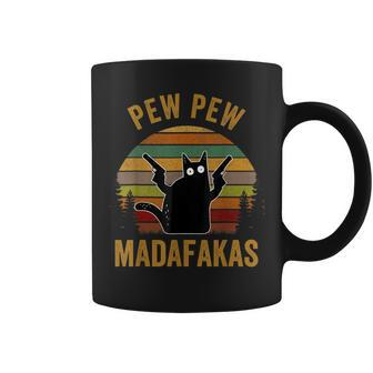 Pew Madafakas Pew Guns Funny Black Cat Retro Vintage Coffee Mug - Seseable