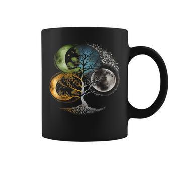 Phases Of The Moon Tree Mystical Zen Yoga Meditation Graphic Coffee Mug | Mazezy