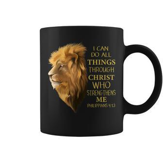 Philippians 413 Religious Lion Verses Funny Christian Gift Coffee Mug | Mazezy