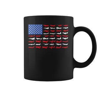 Pilot Airplane American Flag Plane Aviation Short Sleeve Coffee Mug | Mazezy