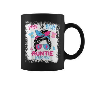 Pink Or Blue Auntie Loves You Proud Messy Bun Baby Reveal Coffee Mug - Thegiftio UK