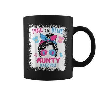 Pink Or Blue Aunty Loves You Proud Messy Bun Baby Reveal Coffee Mug - Thegiftio UK