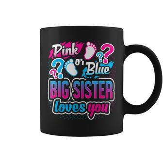 Pink Or Blue Big Sister Loves You Gender Reveal Baby Shower Coffee Mug | Mazezy