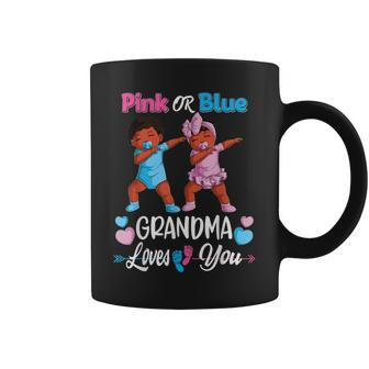 Pink Or Blue Grandma Loves You Black Baby Gender Reveal Men Coffee Mug | Mazezy
