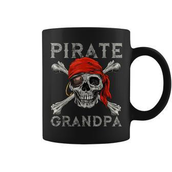 Pirate Grandpa Jolly Roger Skull & Crossbones Flag Coffee Mug | Mazezy