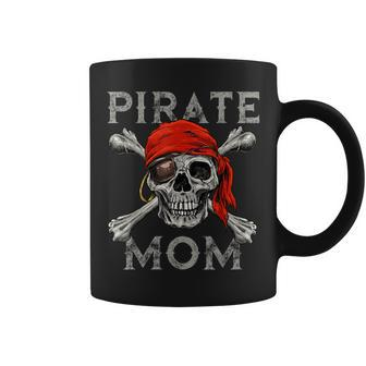 Pirate Mom Jolly Roger Skull & Crossbones Flag Coffee Mug | Mazezy