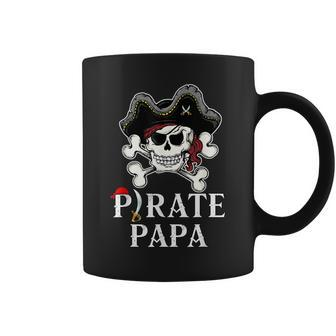 Pirate Papa Costume Jolly Roger Crossbones Funny Pirate Dad Coffee Mug | Mazezy