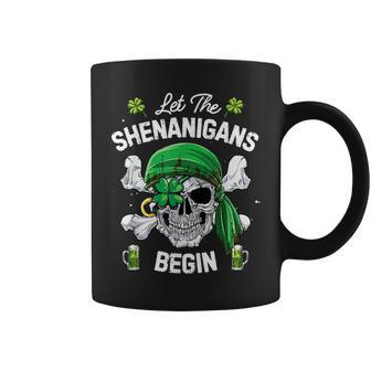 Pirate St Patricks Day Skull Men Let The Shenanigans Begin V4 Coffee Mug - Seseable