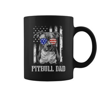 Pitbull Dad American Flag 4Th Of July Dog Fathers Day Mens Coffee Mug - Thegiftio UK