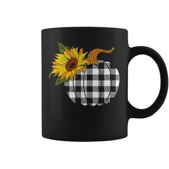 Plaid Pumpkin Sunflower Fall Thanksgiving Coffee Mug - Seseable