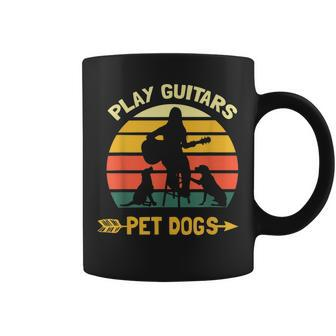 Play Guitars Pet Dogs Funny Guitar Lover Guitarist Vintage Coffee Mug - Seseable