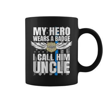 Police Badge Uncle Police Officer Hero Cop Support Coffee Mug | Mazezy
