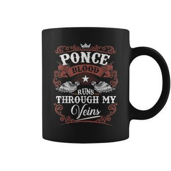 Ponce Blood Runs Through My Veins Family Name Vintage Coffee Mug - Thegiftio UK