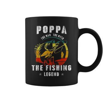 Poppa Man Myth Fishing Legend Funny Fathers Day Gift Coffee Mug - Seseable