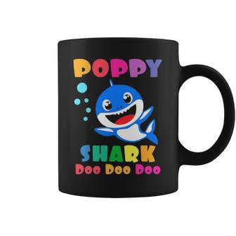 Poppy Shark Funny Fathers Day Gift For Mens Dad Coffee Mug - Seseable