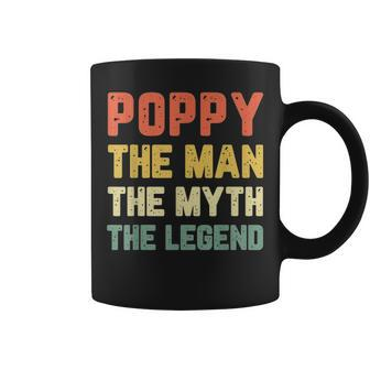 Poppy The Man The Myth The Legend Grandpa Vintage Christmas Coffee Mug - Seseable