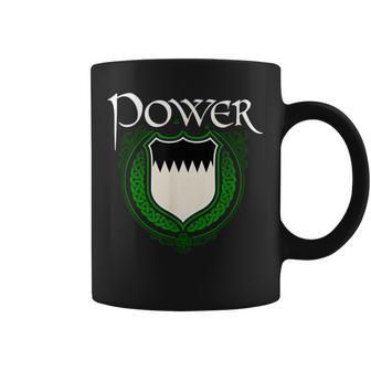 Power Surname Irish Last Name Power Family Crest Coffee Mug | Mazezy