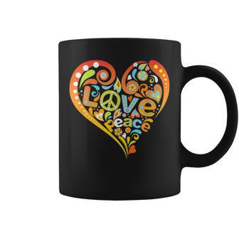 Pretty 60S 70S Hippie Peace Love Heart Peace Sign Coffee Mug | Mazezy