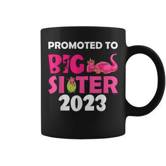 Promoted To Big Sister 2023 Dinosaur Pregnancy Announcement Coffee Mug | Mazezy